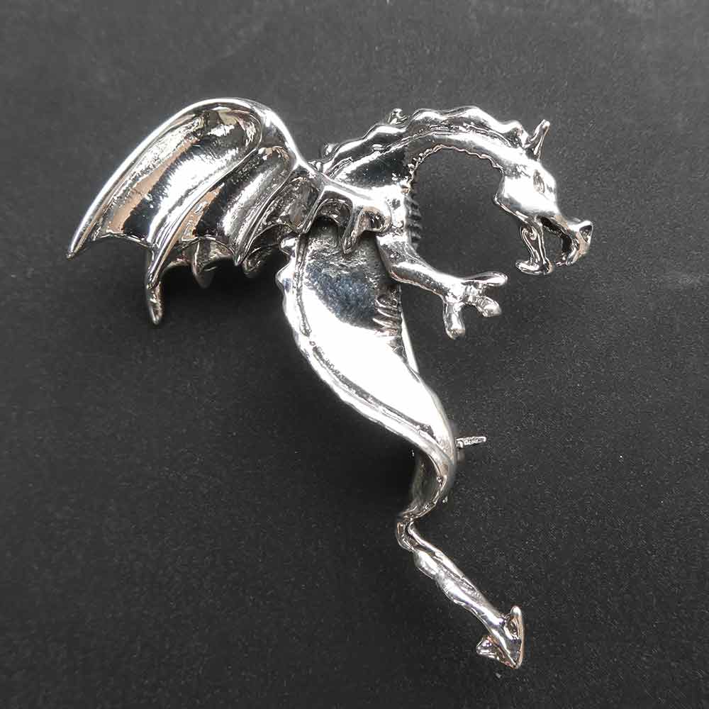 Schmuck Brosche Drache Silber