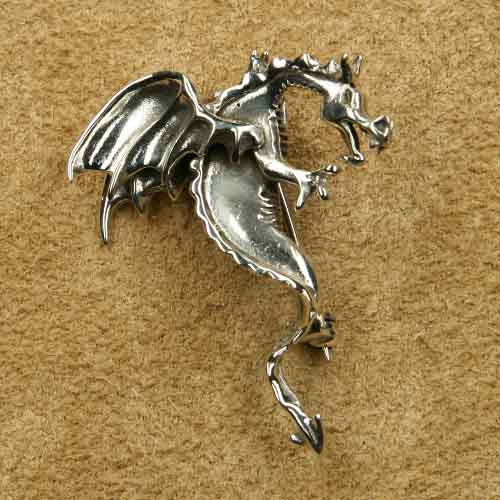 Schmuck Brosche Drache Silber