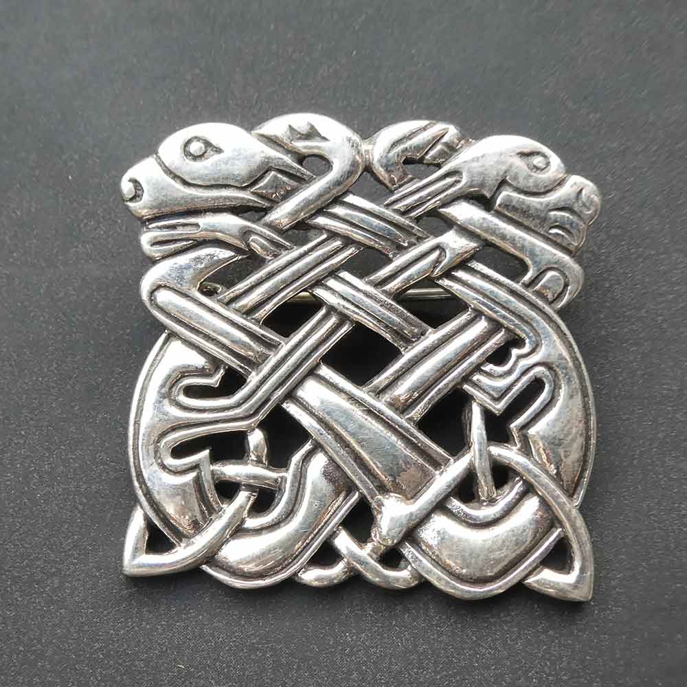 Brosche keltische Hunde Silberschmuck