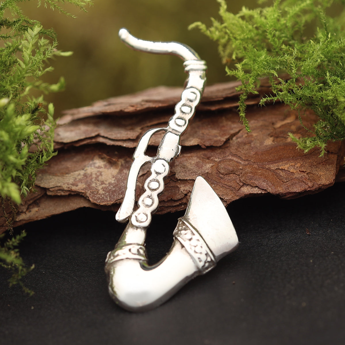 Saxophon Brosche Silber Design 925 Silber Edler Schmuck Gewandung