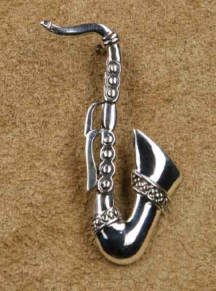 Brosche Saxophon 925 Sterlingsilber