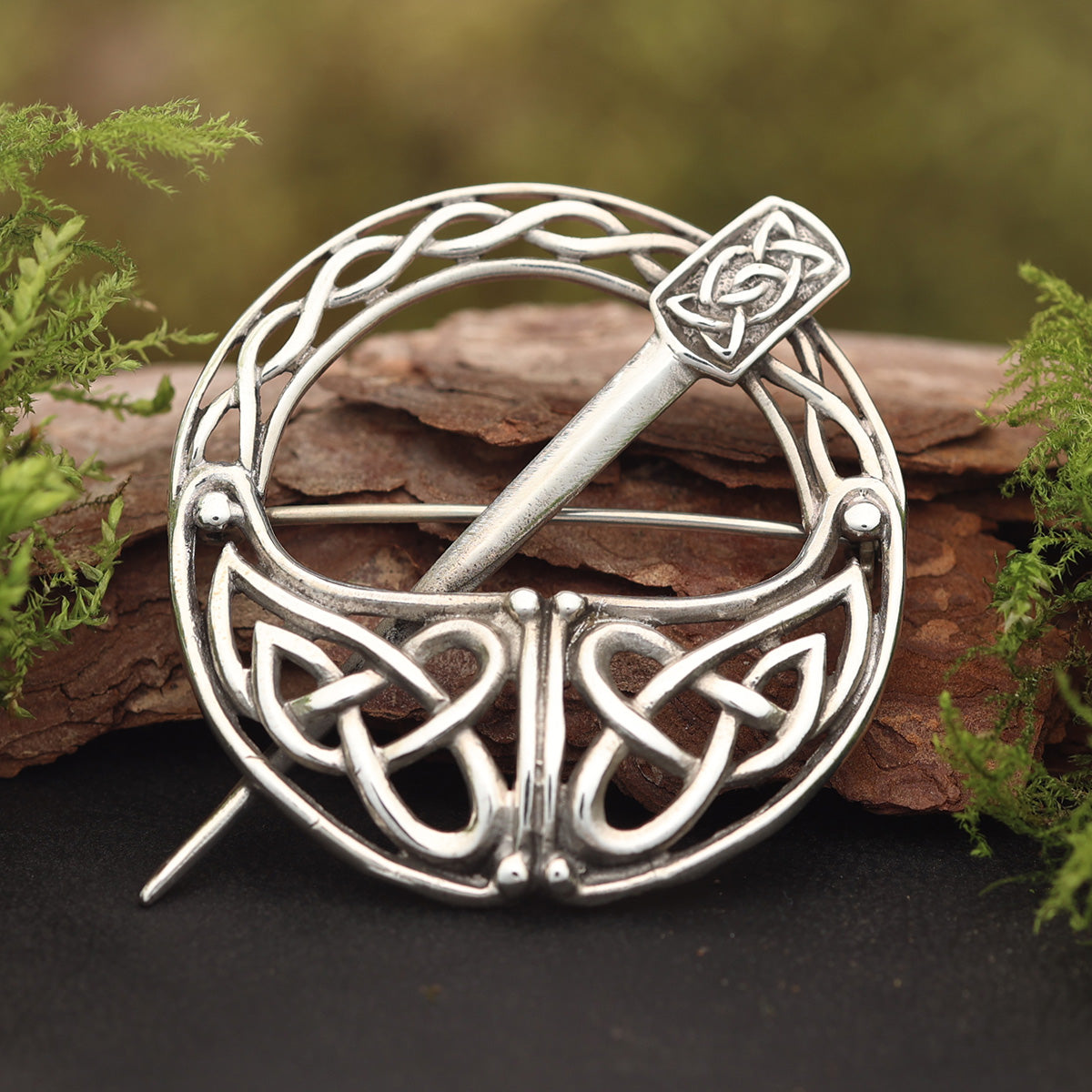 Fibel 925 Silber Keltisches Design Brosche Silberschmuck Gewandung