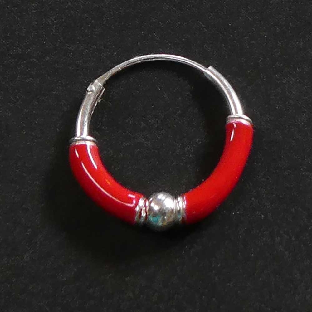 Creole 925 Silber Ohrring rot 12mm Ohrschmuck Farbe 