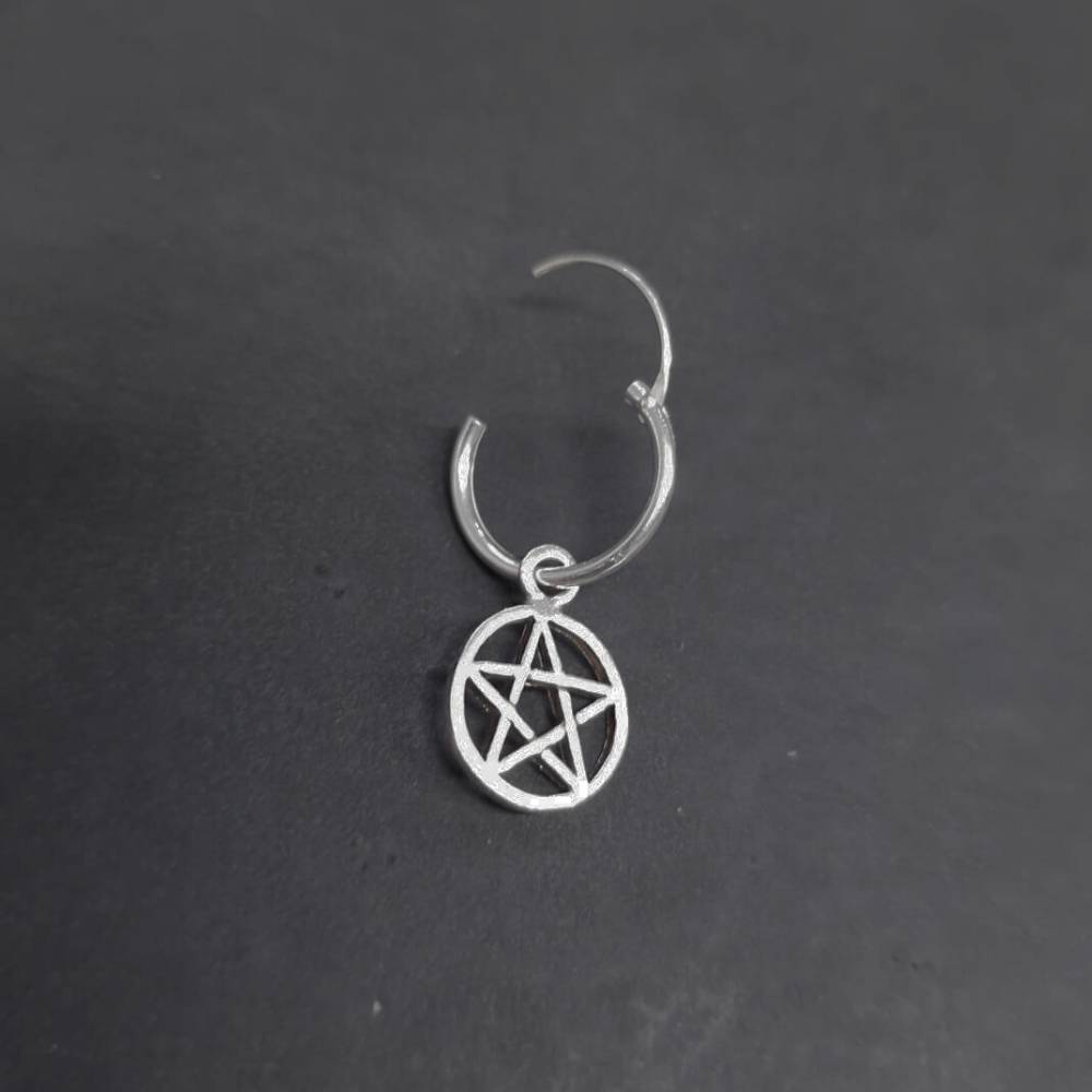 PentagrammCreole 925 Silber Ohrschmuck hochwertig verarbeitet