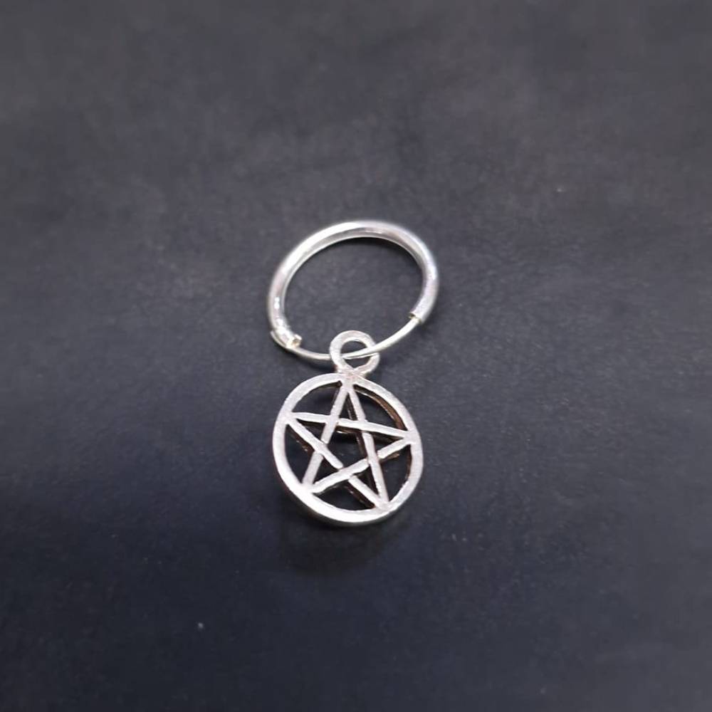 Creole Pentagramm 12mm Durchmesser 925 Silber Ohrring