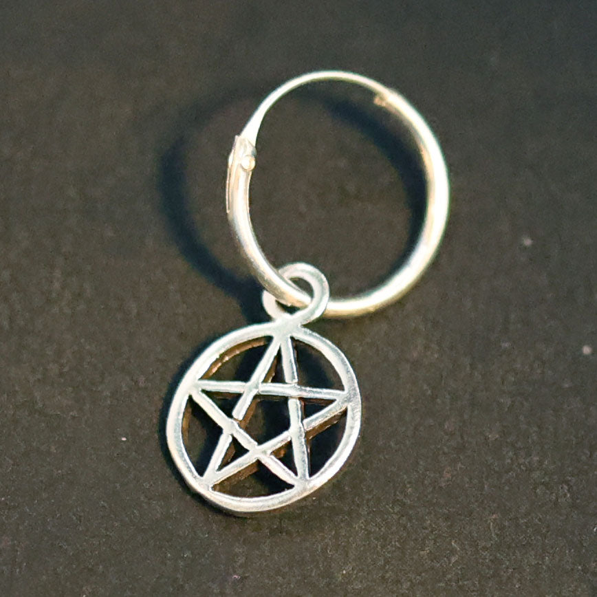 Pentagramm Creole 12mm Ohrring 925 Silber Ohrschmuck