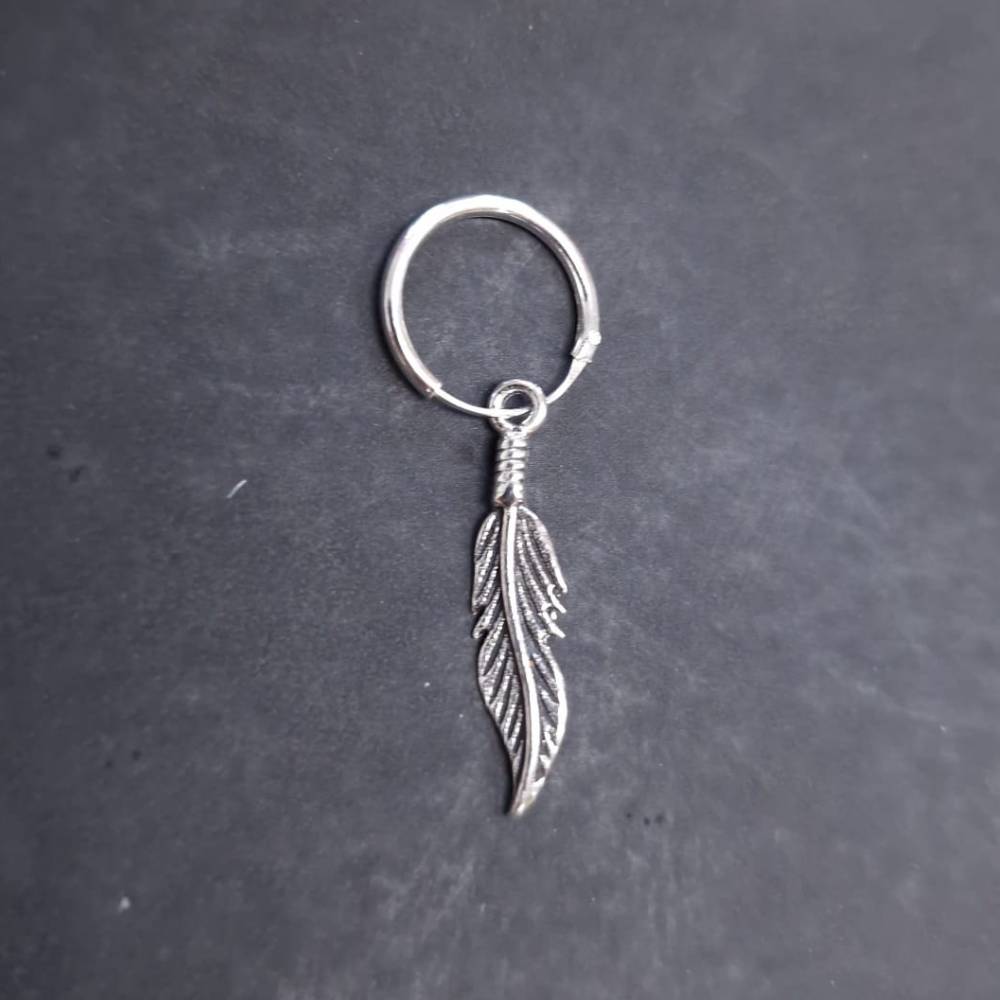 Feder Creole 12mm Ohrring 925 Silber Ohrschmuck