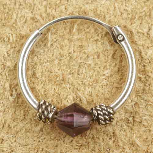 Creole  925 Silber 14mm lila Stein