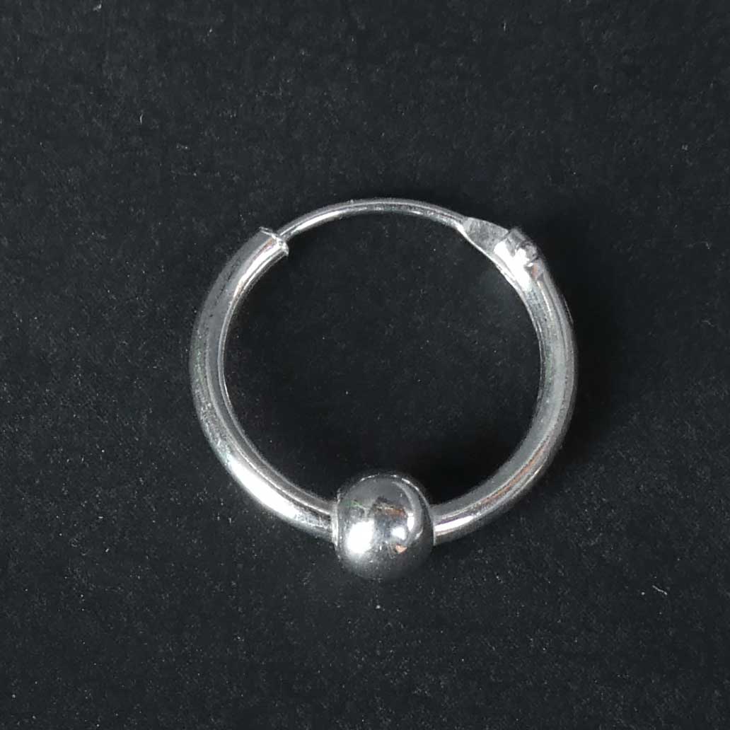 Kleine 925er Silber Creole schlichtes Design mit Kugel Ohrring
