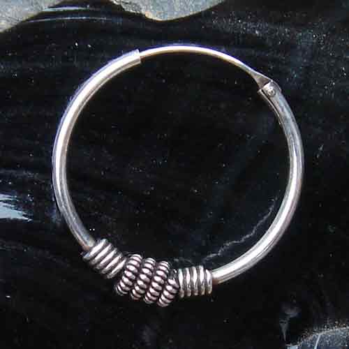 Ohrschmuck Creole 25mm / 1,7mm verziert  925 Silber