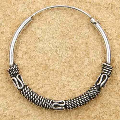 Creole 30mm verziert  925 Sterlingsilber