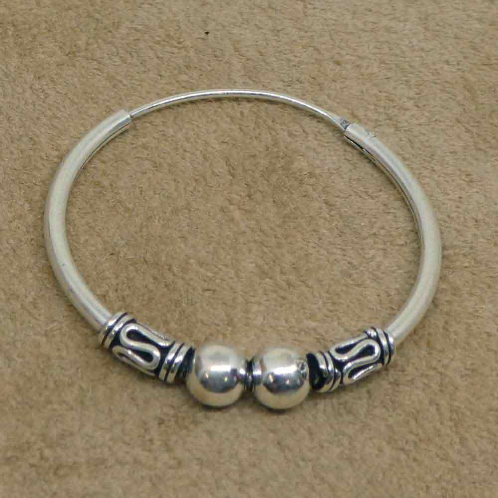 Creole Silber  26mm Creole mit Kugel und Verzierung