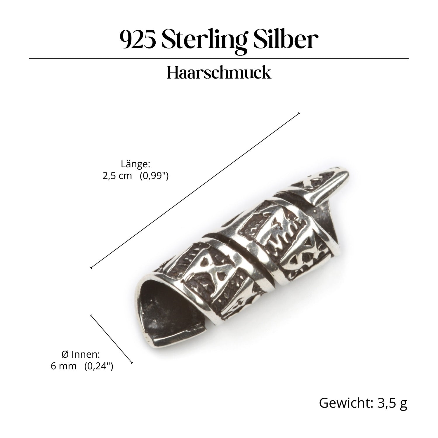 Runen Bartschmuck 925 Silber Haarperle aus Sterlingsilber