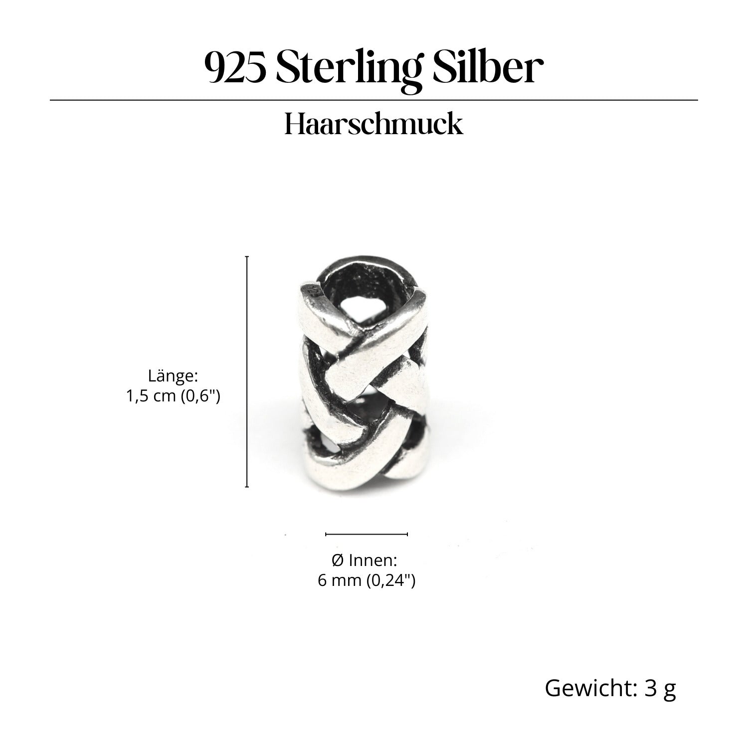 Keltenknoten Bartschmuck 925 Silber Haarperle aus Sterlingsilber