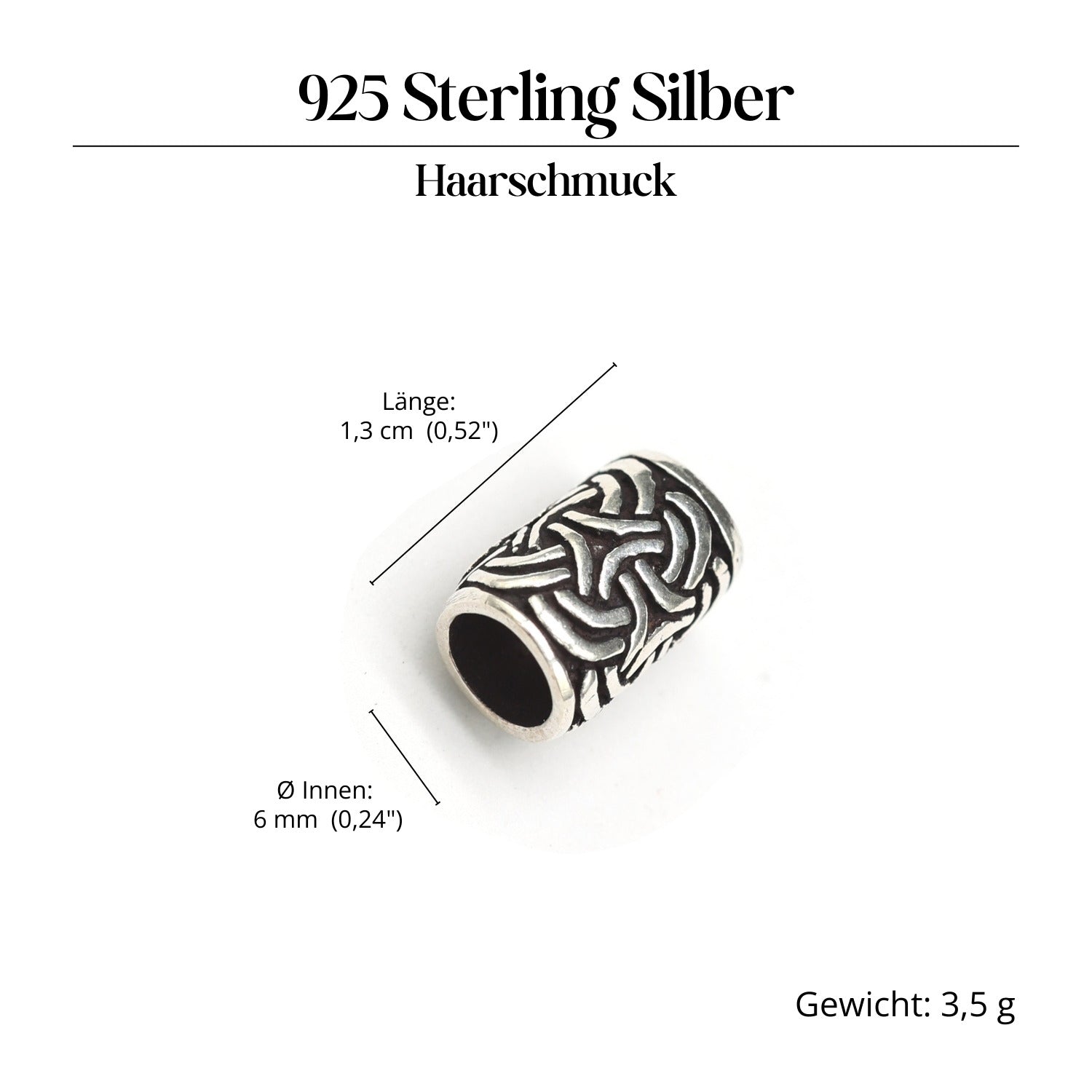 Keltischer Bartschmuck 925 Silber Haarperle aus Sterlingsilber