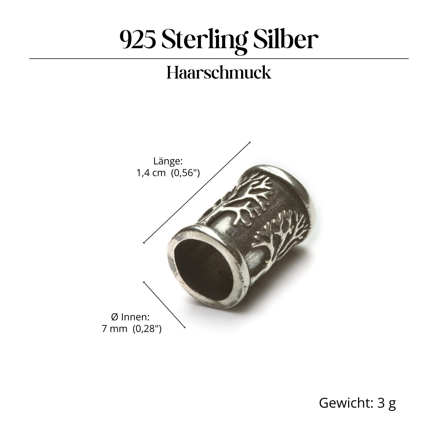Lebensbaum Bartschmuck 925 Silber Haarperle aus Sterlingsilber