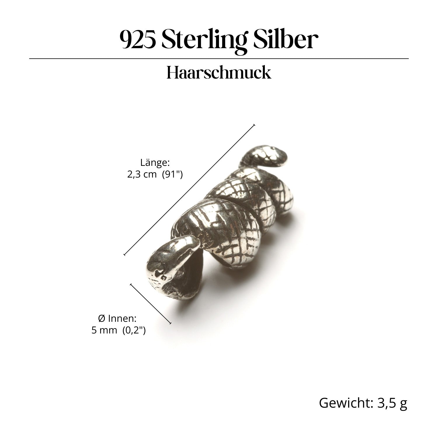 Schlange Bartschmuck 925 Silber Haarperle aus Sterlingsilber