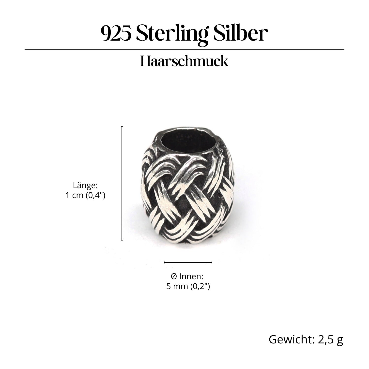 Keltischer Bartschmuck 925 Silber Haarperle aus Sterlingsilber