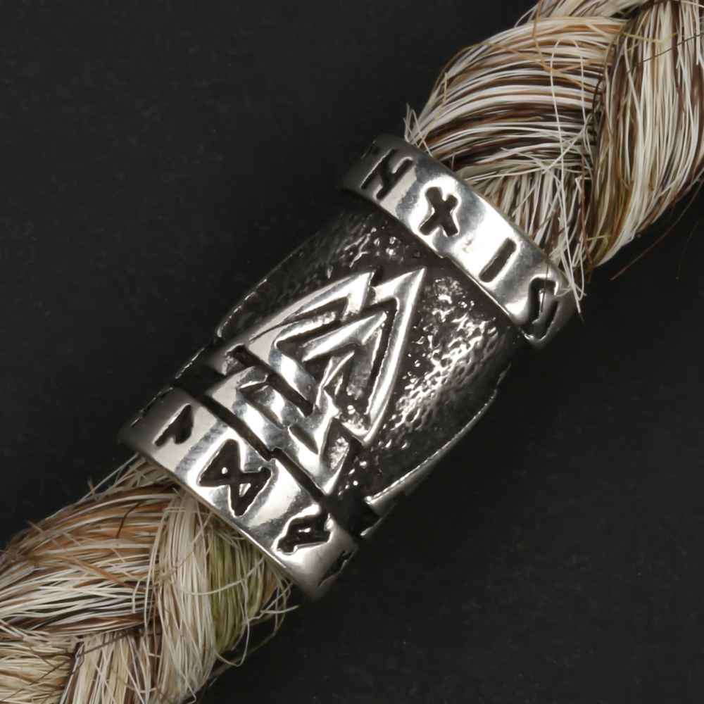 Wikinger Runen Haarschmuck Bartperle edler 925er Silber Bartschmuck