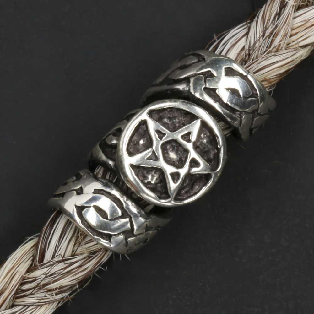 Pentagramm Haarschmuck Bartperle edler 925er Silber Bartschmuck