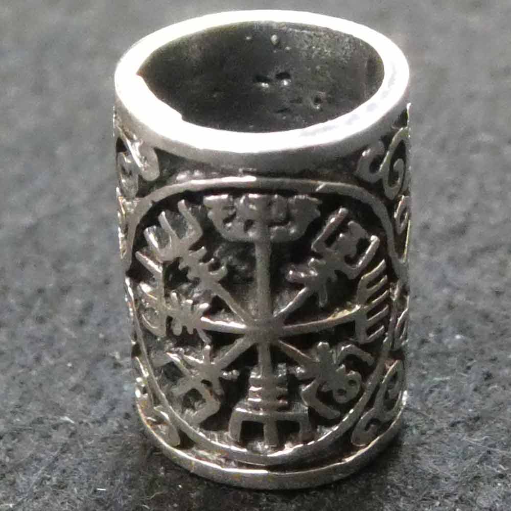 Vegvisir Bartschmuck Wikingerschmuck 925 Silber Bartperle