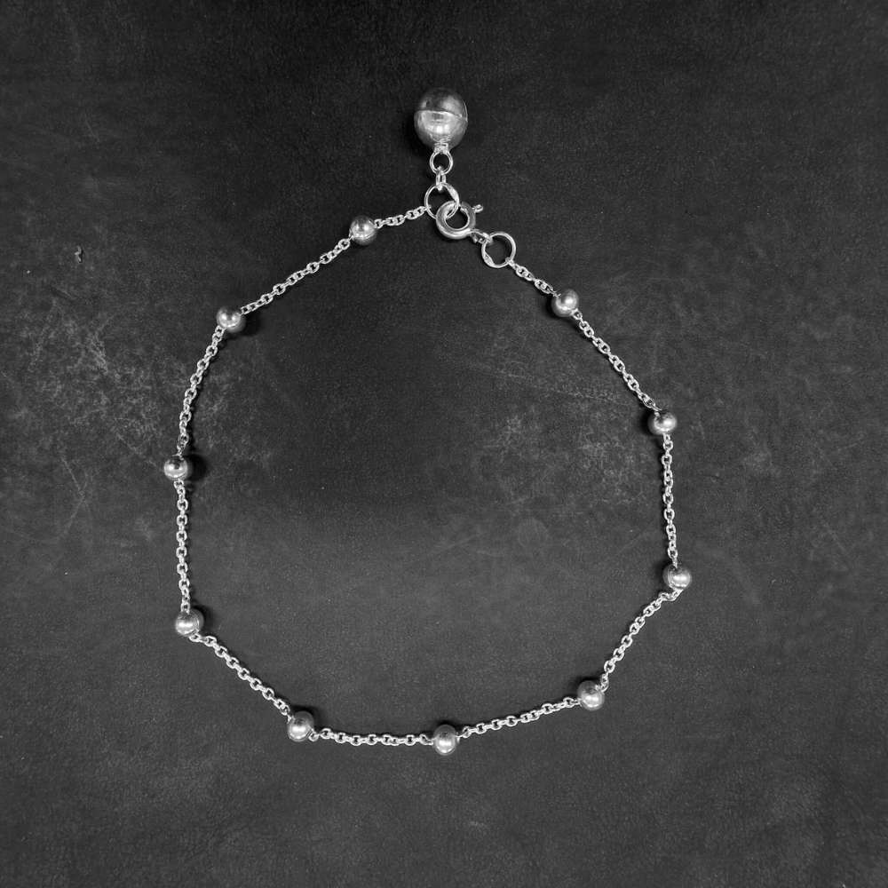 Fußkettchen schlicht mit Kugeln 925 Silber Sommer Schmuck Fußkette 