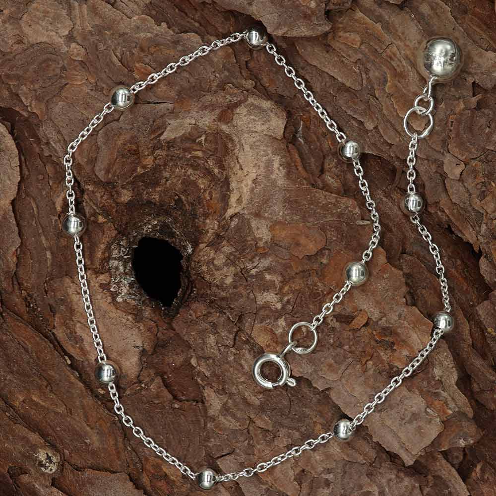 Sommer Schmuck Fußkettchen schlicht mit Kugeln 925 Silber Sommer Schmuck Fußkette 
