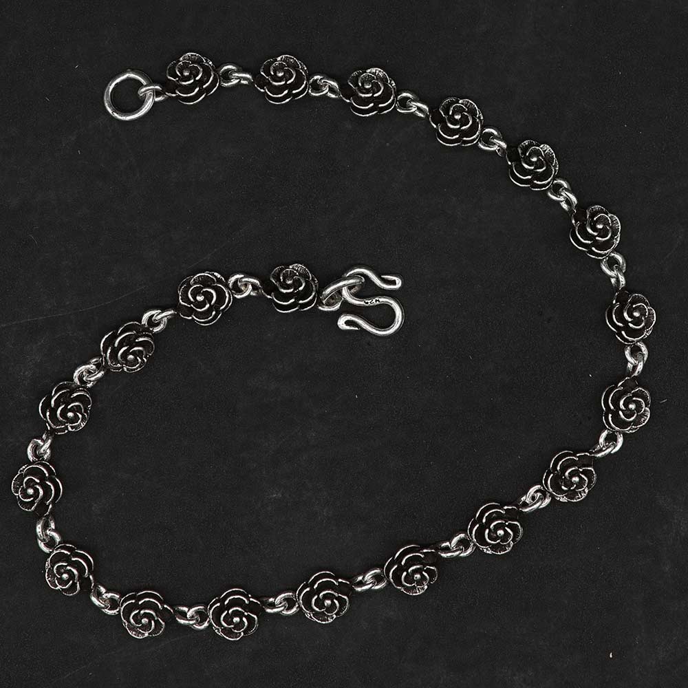 Fußkettchen 925 Silber große Rosen Sommer Schmuck Damen