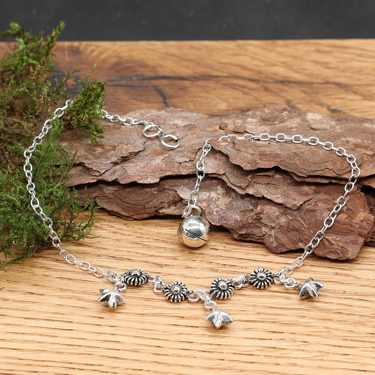Verziertes Steine Fusskette Sommer Schmuck aus 925 Silber
