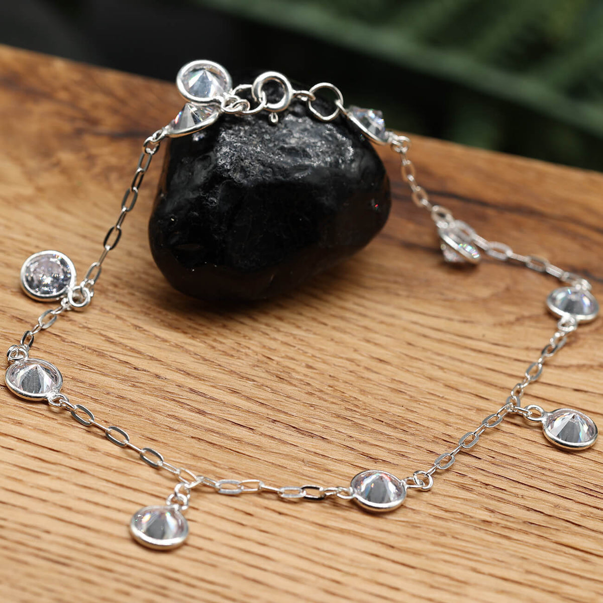 Silber Fusskettchen Sommer Schmuck Kristalle