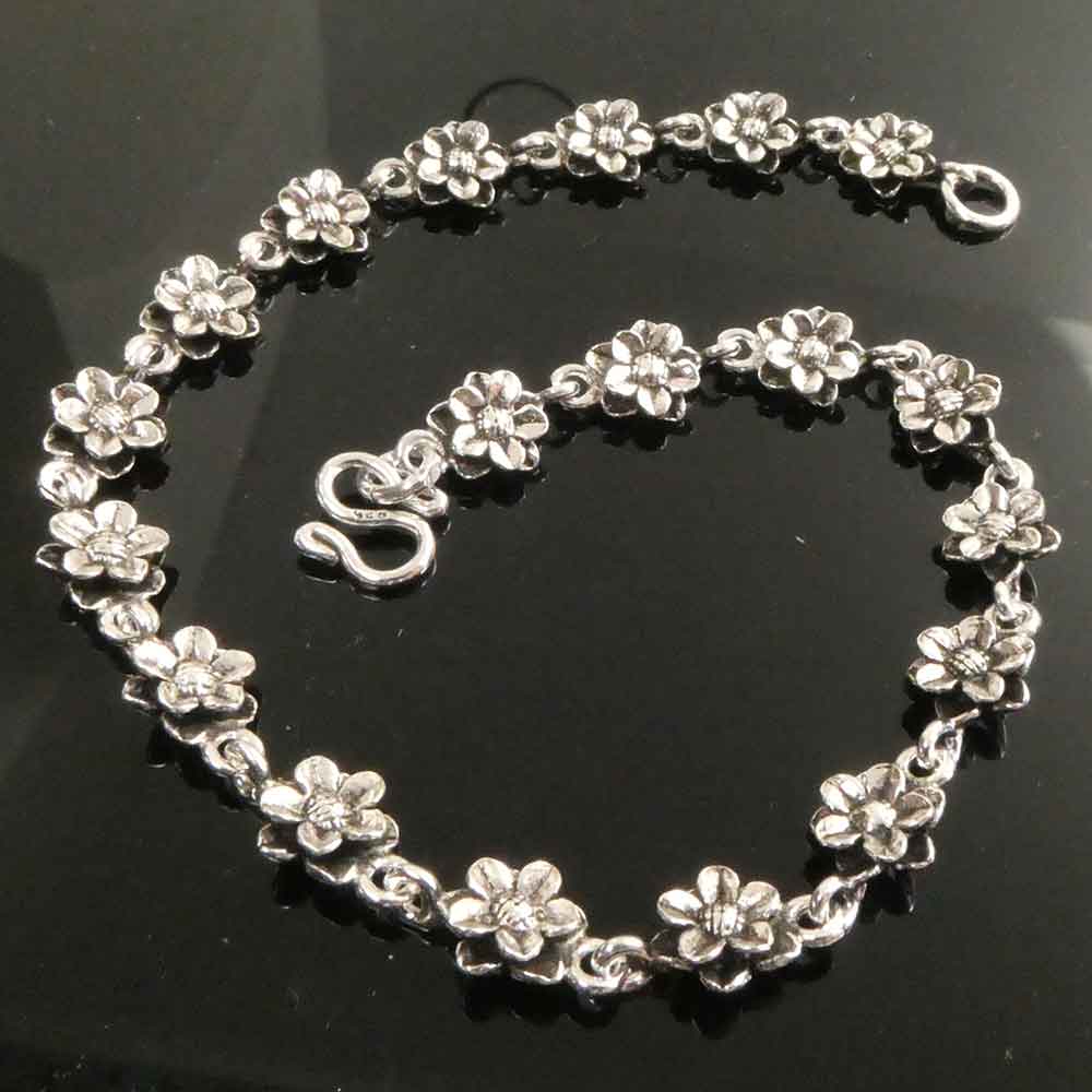 Blumen Fußkettchen silber Sommer Schmuck