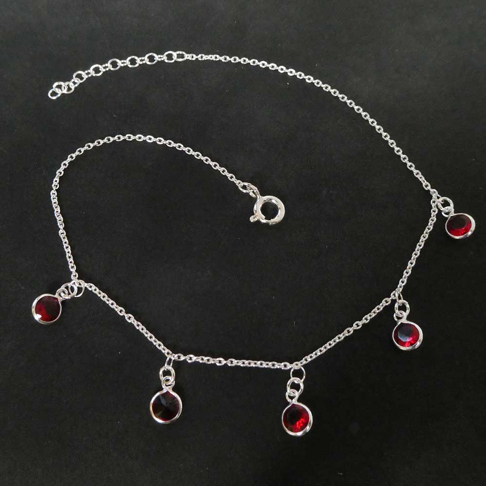 Fußkette mit blauem Zirkoniastein 925 Sterlingsilber Schmuck