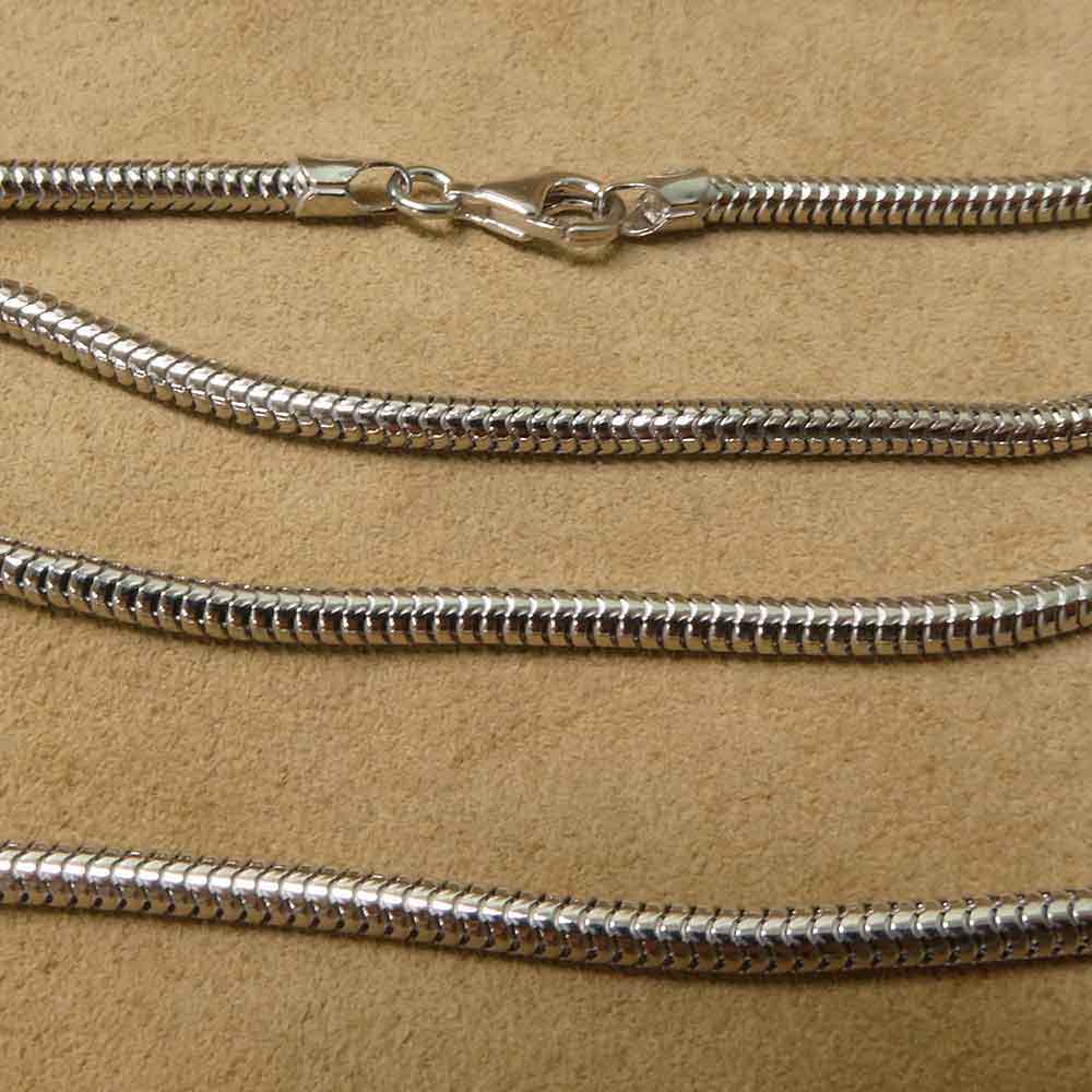 Schlangenkette 3mm rhodiniert Silberkette