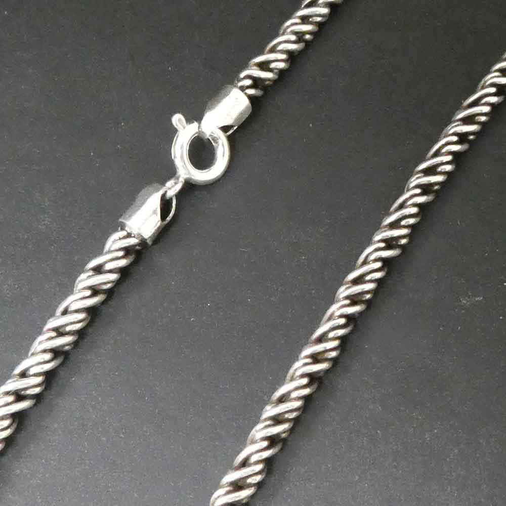 Gedrehte Silberkette geschwärt massiv 925 Silber Damen Herren Halskette