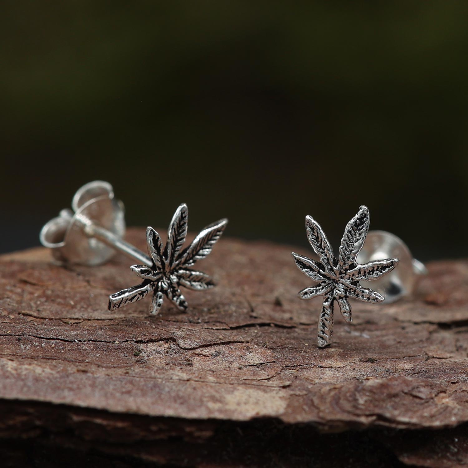 Hanfblatt Ohrringe Silber Ohrschmuck Cannabis