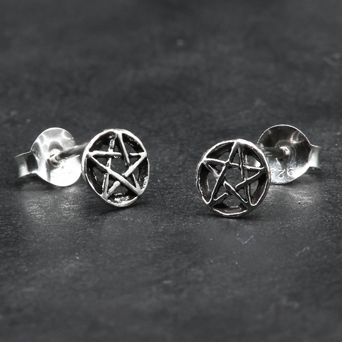 Pentagramm Ohrring  925 Silber Drudenfuß Wicca Ohrstecker Gothic