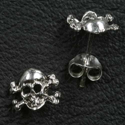 Crossbones Ohrstecker 925 Silber Gothik Biker Ohrring Totenkopf