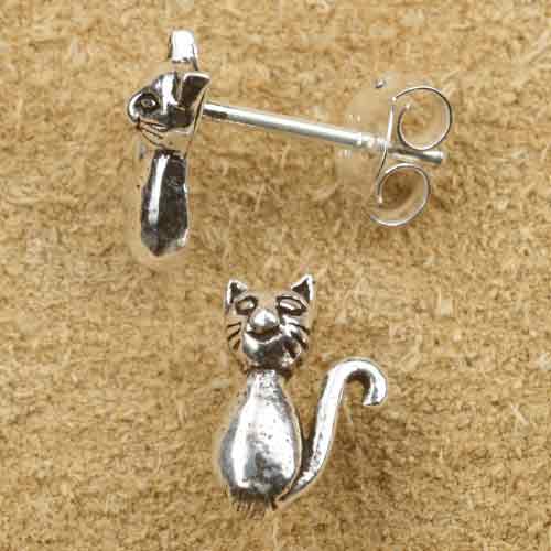 Katze Ohrstecker Ohrring Silber 925