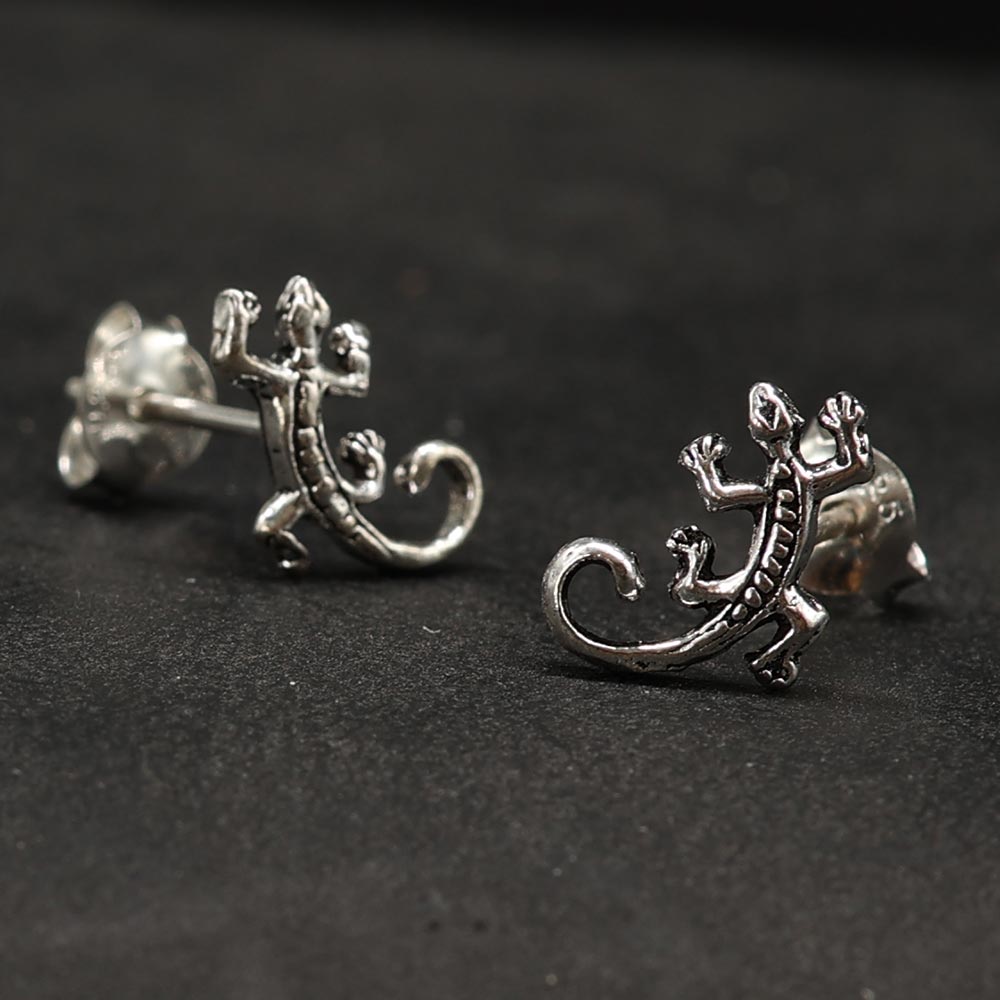 Gecko Ohrstecker Echse Ohrschmuck 925 Silber Ohrring