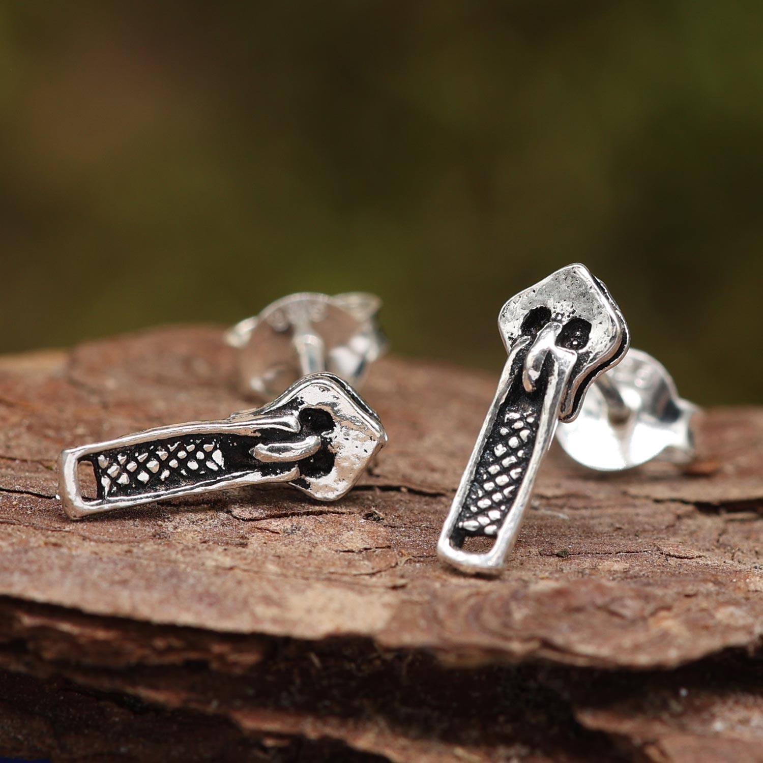 Ohrstecker Silber Reißverschluss unisex Ohrschmuck