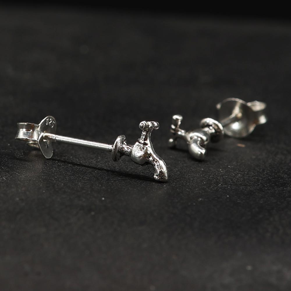 Wasserhahn Ohrstecker ungewöhnliche Ohrringe 925 Silber lustig Handwerker