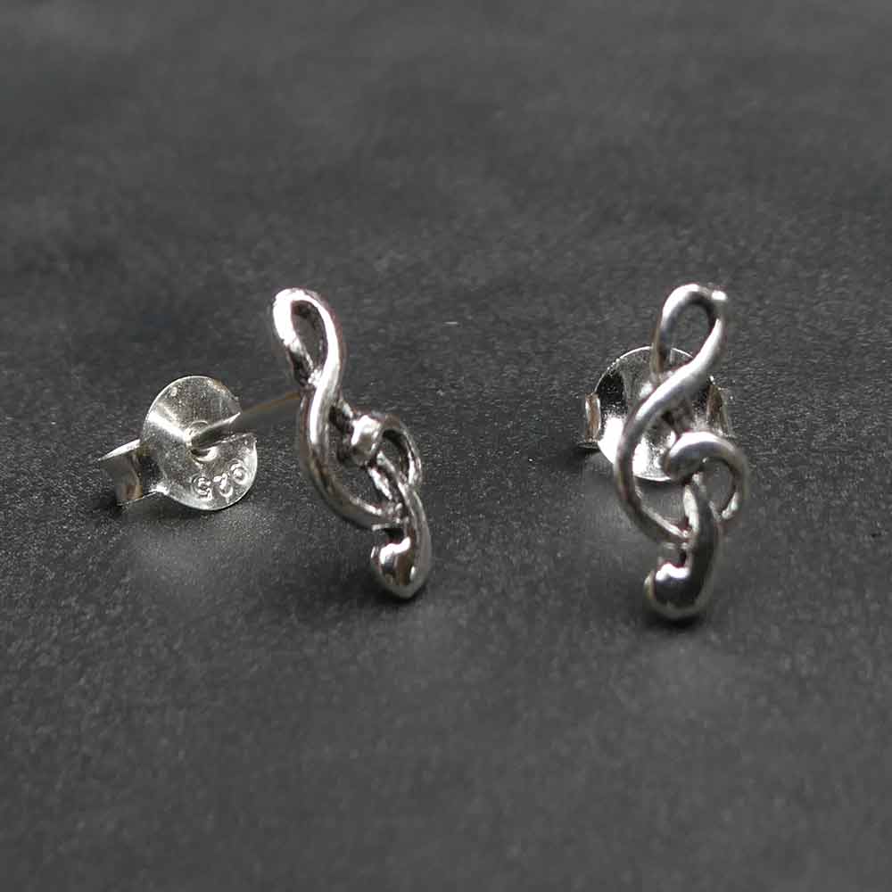 Violinschlüssel Silber Ohrstecker Notenschlüssel Musik Ohrring Ohrschmuck