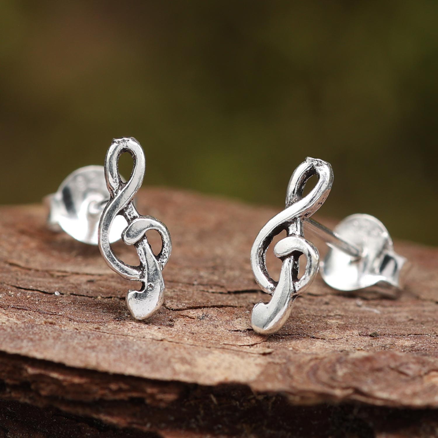 Notenschlüssel silberne Ohrstecker Sterlingsilber Ohrringe Musiker
