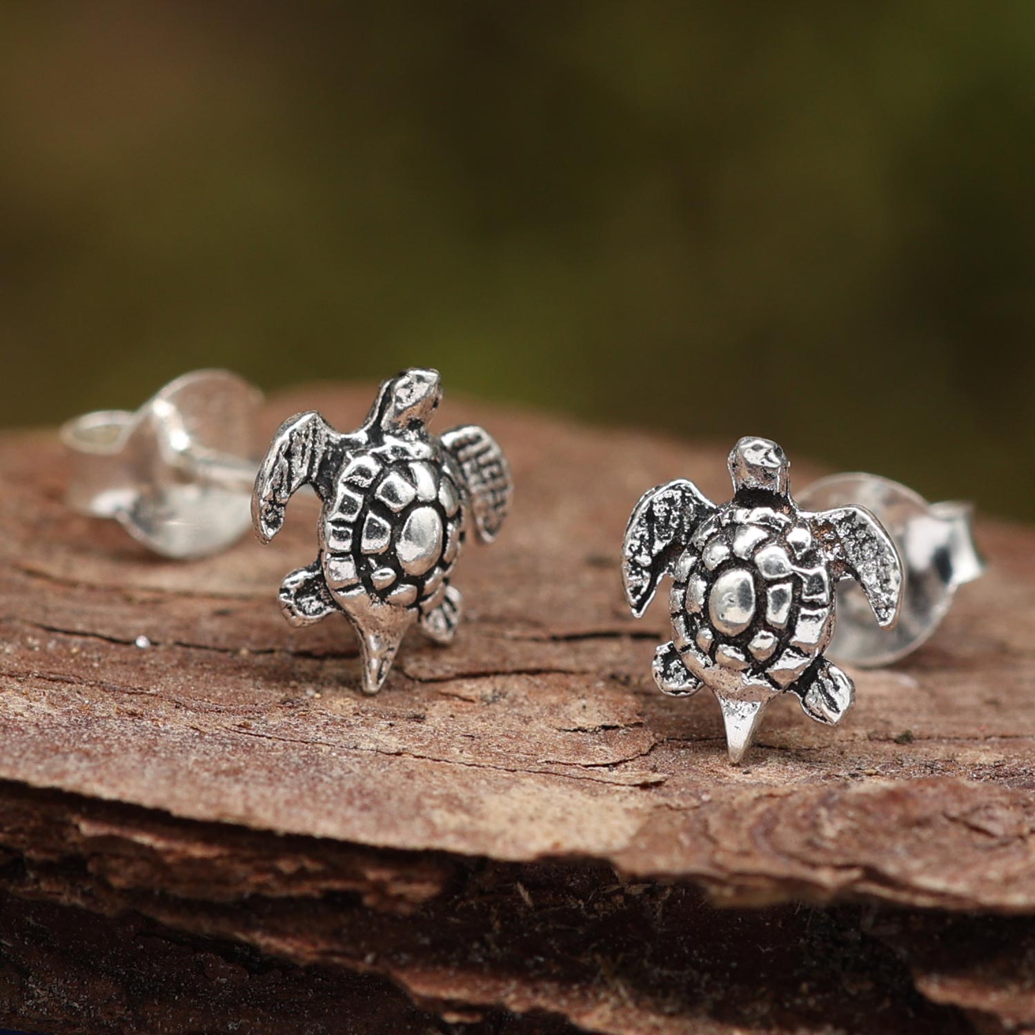 Wasser Schildkröte silberne Ohrstecker Sterlingsilber Ohrringe Damen