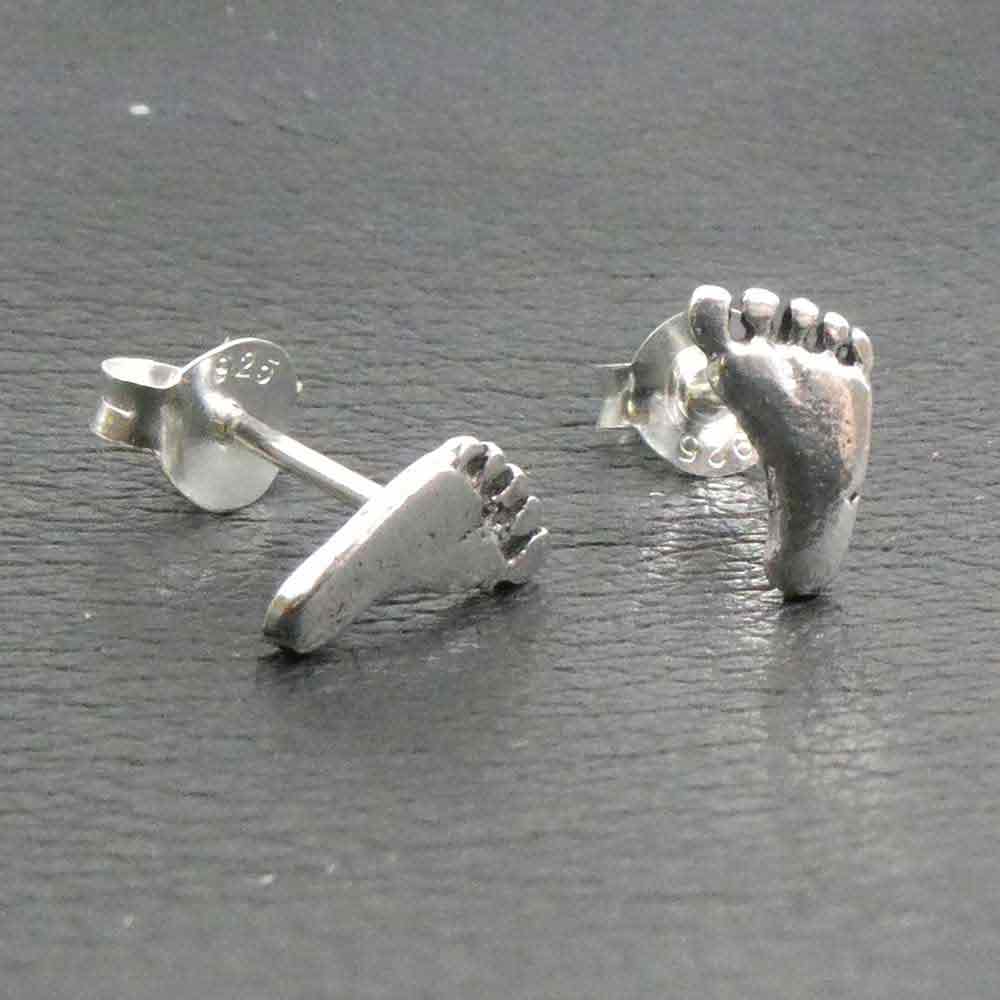 Füße Ohrstecker Ohrschmuck Fuß Ohrring 925 Silber
