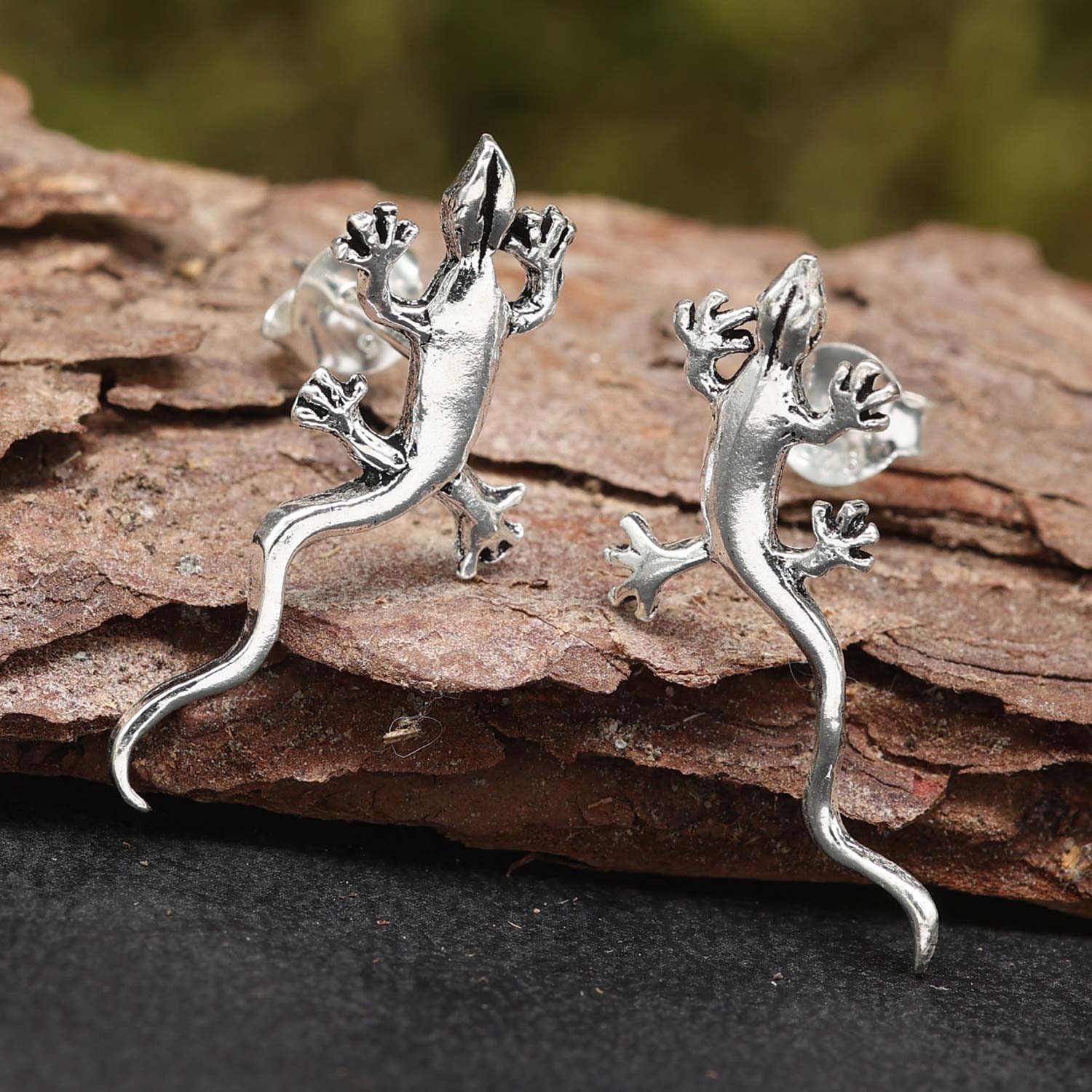 Gecko silberne Ohrstecker Sterlingsilber Ohrringe Damen