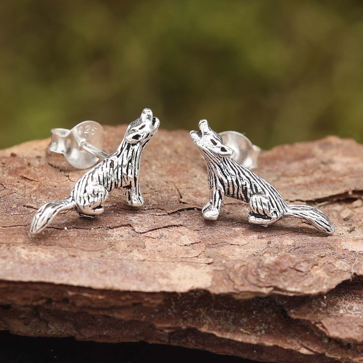 Wölfe Ohrstecker Silber 925 Ohrringe Tiere Wolf