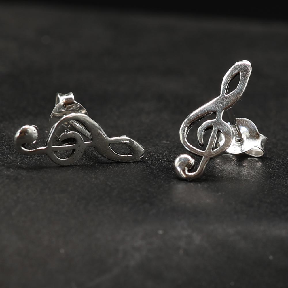 Notenschlüssel Ohrschmuck Ohrstecker Musiker 925 Silber Ohrring