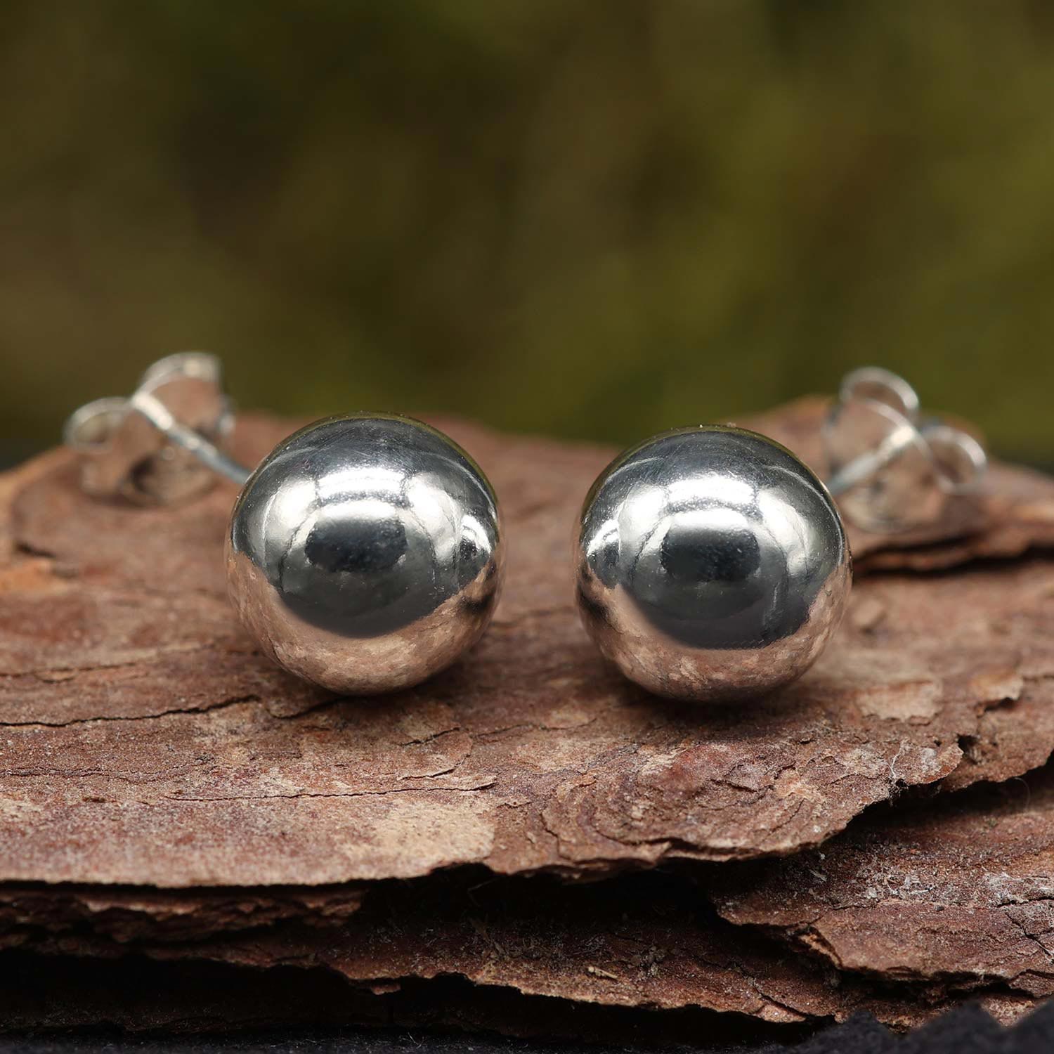 Kugel Ohrstecker ausgefallener Ohrschmuck 925 Silber