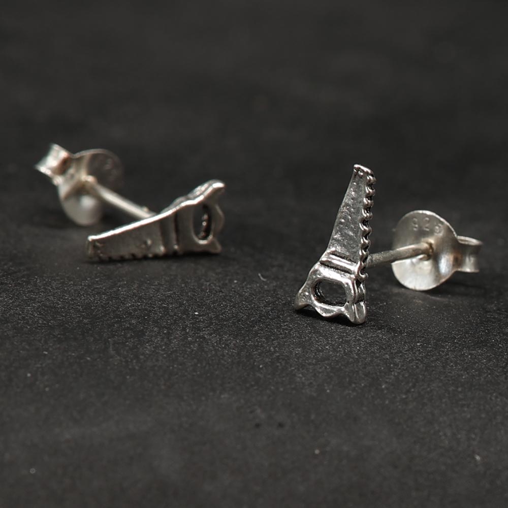 Säge Ohrstecker Werkzeug Handwerker 925 Silber Ohrring